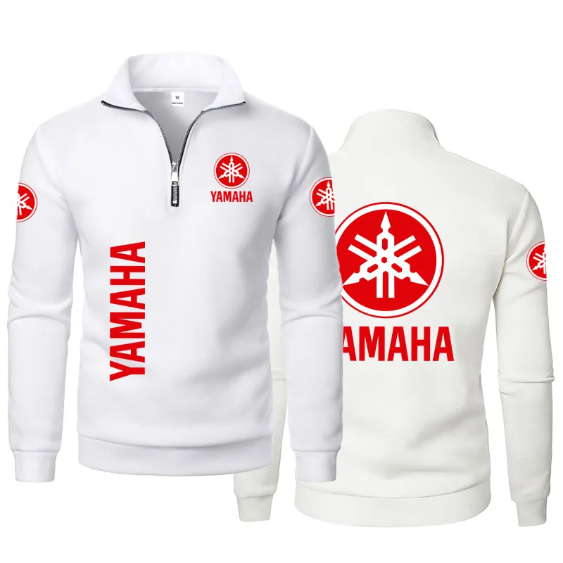 Yamaha Motorcycle Zipper Stand-Up Collar Long-Sleeved T-shirt Muscle Man Large Size Golf Sport Polo Pullover Thick Fleece Hoodie