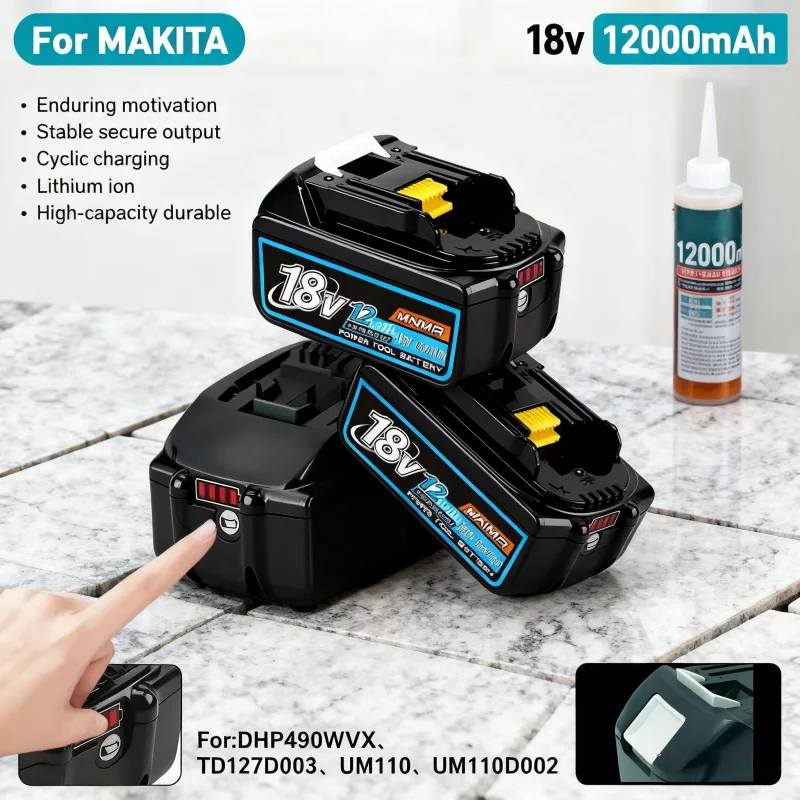 

Genuin 12.0Ah 18V Cycling charging Lithium-Ion for MAKITA Electric tool for DGA404 DDF487 DTW700C BL1860B BL1850B & More