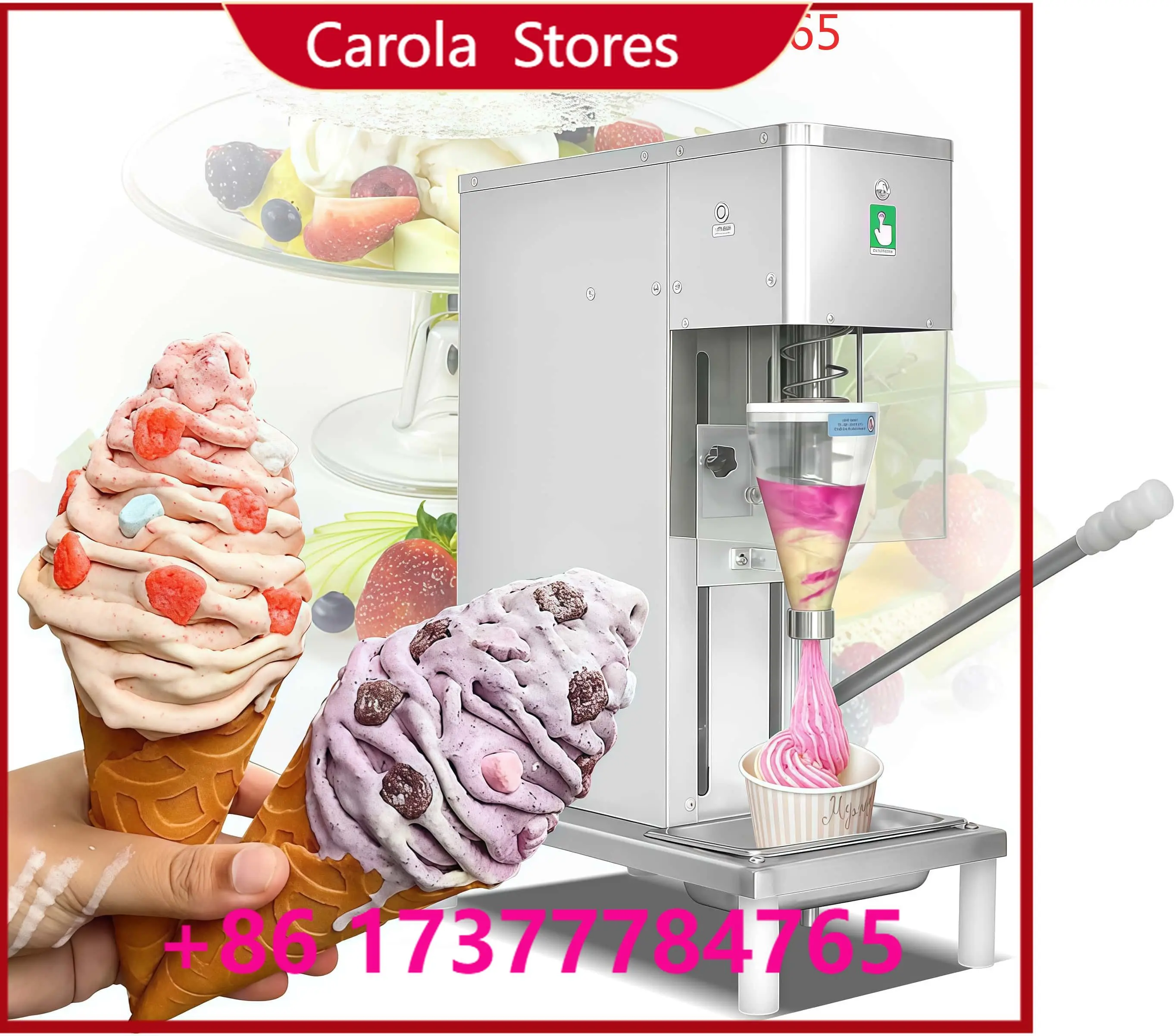 Commercial Acai Ice Cream Blending Machine 750 W 1400 RPM Frozen Yogurt Milkshake Mixer Auto Clean Restaurant Kitchen