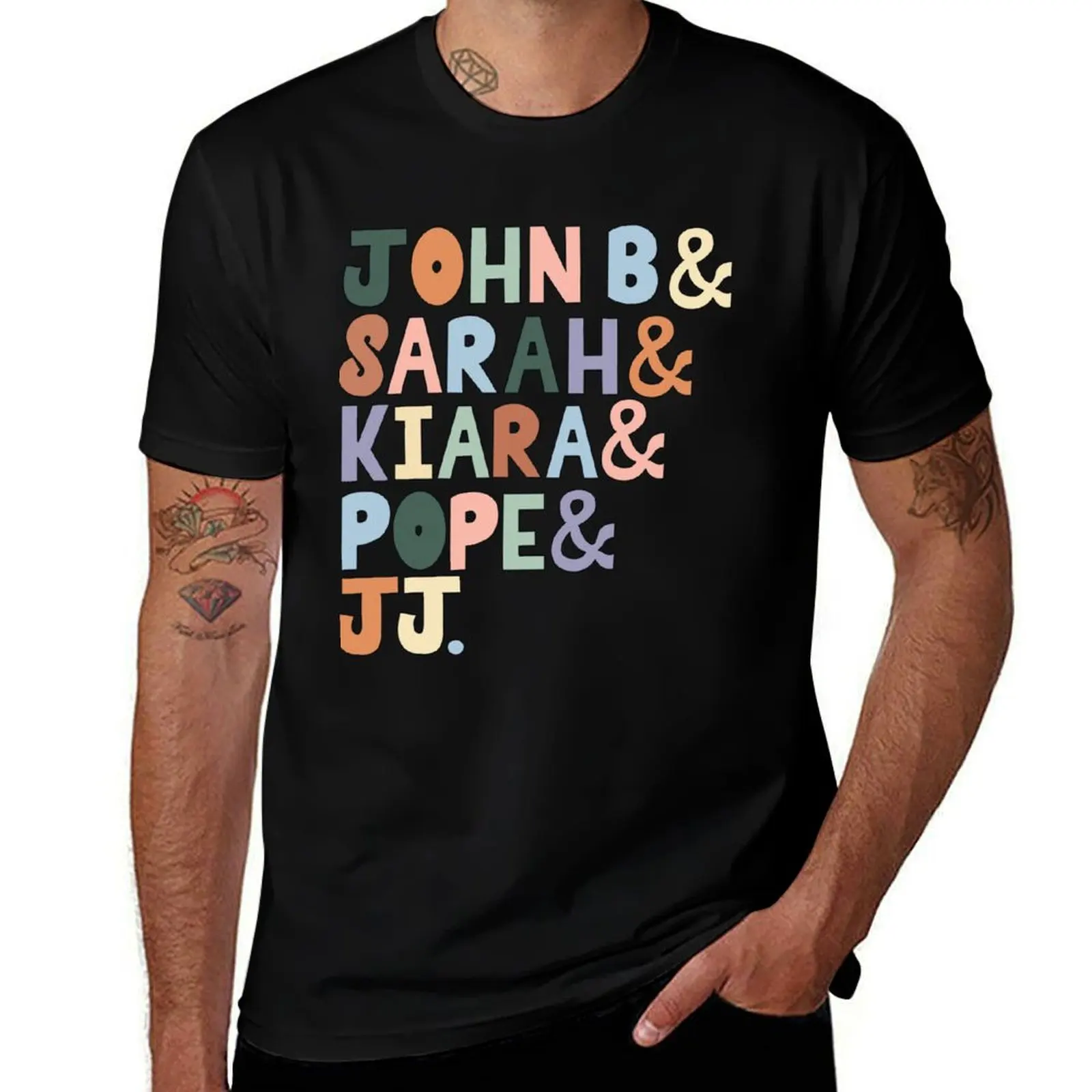 The Pogues: John B, Sarah, Kiara, Pope, & JJ in color T-Shirt aesthetic clothes vintage graphic tee clothes for men