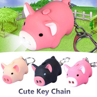 Cute Pig Mini LED Keychain Light Luminous Sound Cartoon Pig Key Ring Decoration Accessories Self-defense Backpack Ornament