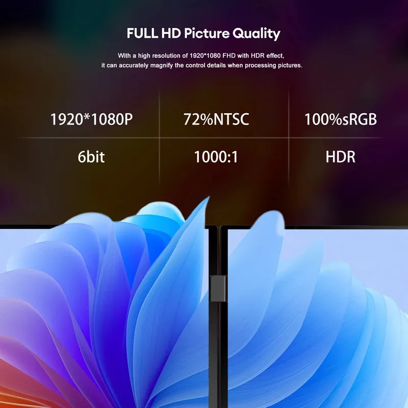 15.6-Inch 1080P FHD IPS Screen All-In-One Dual-Screen Foldable Display Work Games Study Mobile Phone Laptop PS4 PS5-New Product
