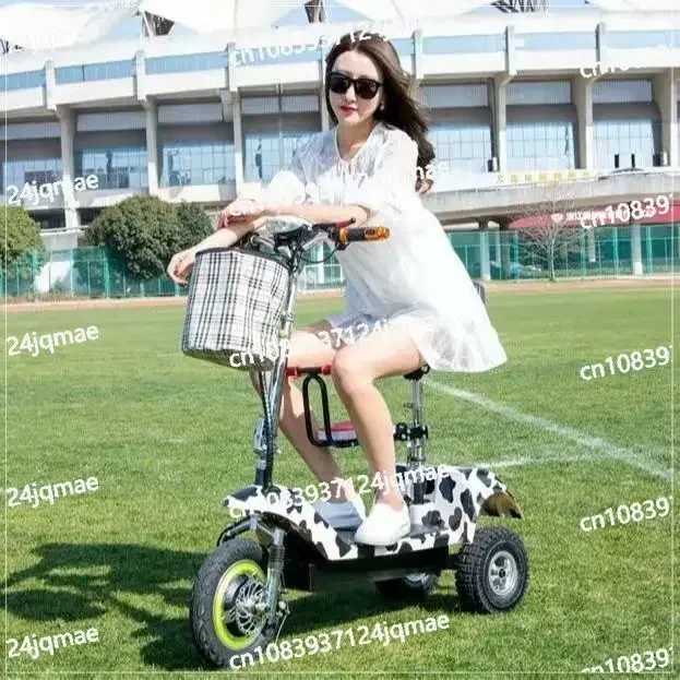 Household Small Mini Folding Electric Tricycle, Internet Celebrity Pick-up and Drop Off Scooter for Children and Women