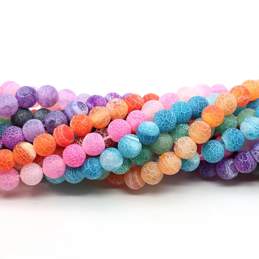 

Natural Coloful Frost Cracked Agates Stone Beads Round Loose Spacer Beads for Jewelry Making DIY Bracelet Neckalce 6 8 10mm