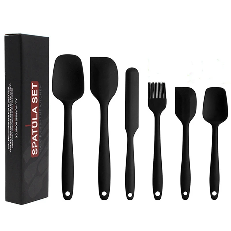 6 PCS Cake Spatula Oil Brush Kitchen Ware Black High Temperature Baking Tool Set Kitchen Brush Appliance