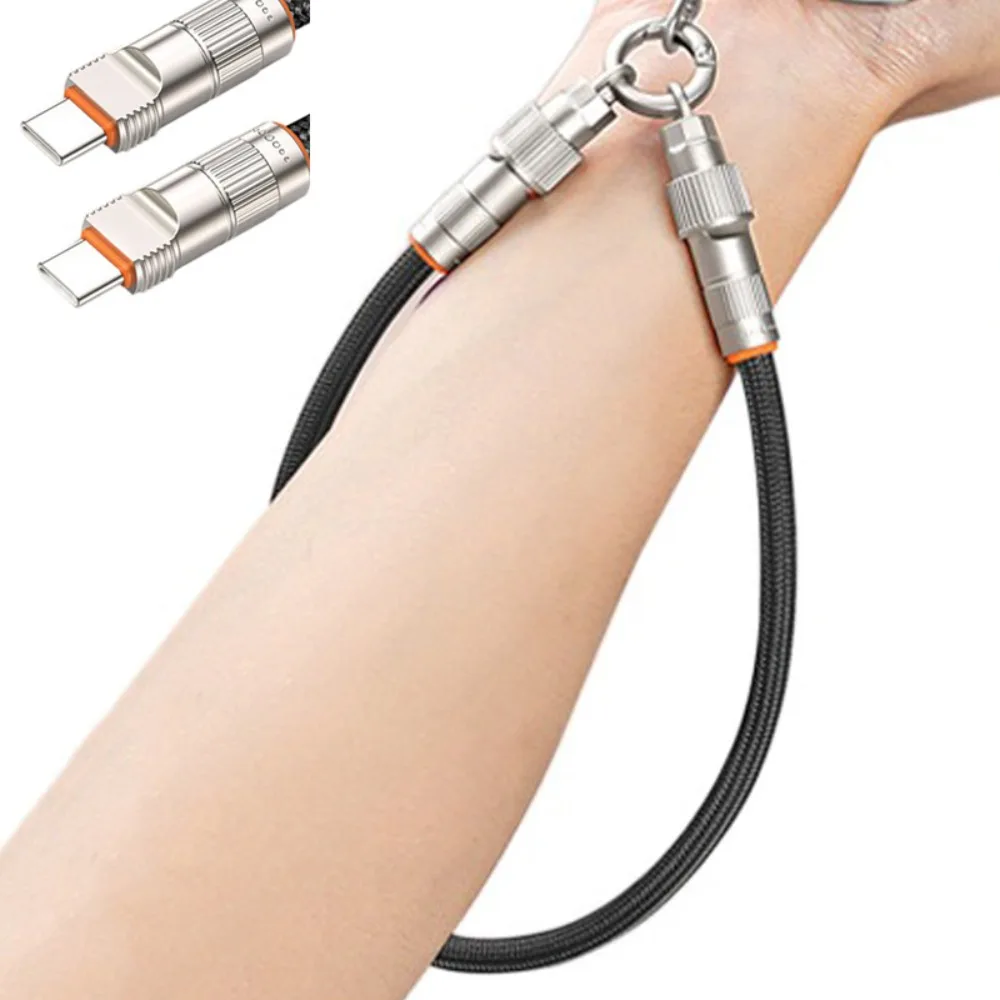 

Type C Data Cable Mobile Phone Lanyard PD66W 2 in 1 Fast Charging Phone Strap Anti-lost Braided Phone Hanging Rope
