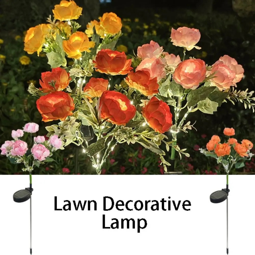 

7Head Design Solar Lights Solar Powered Waterproof Outdoor Solar Lights Decorative Light Flower Shape Camellia Flower Light