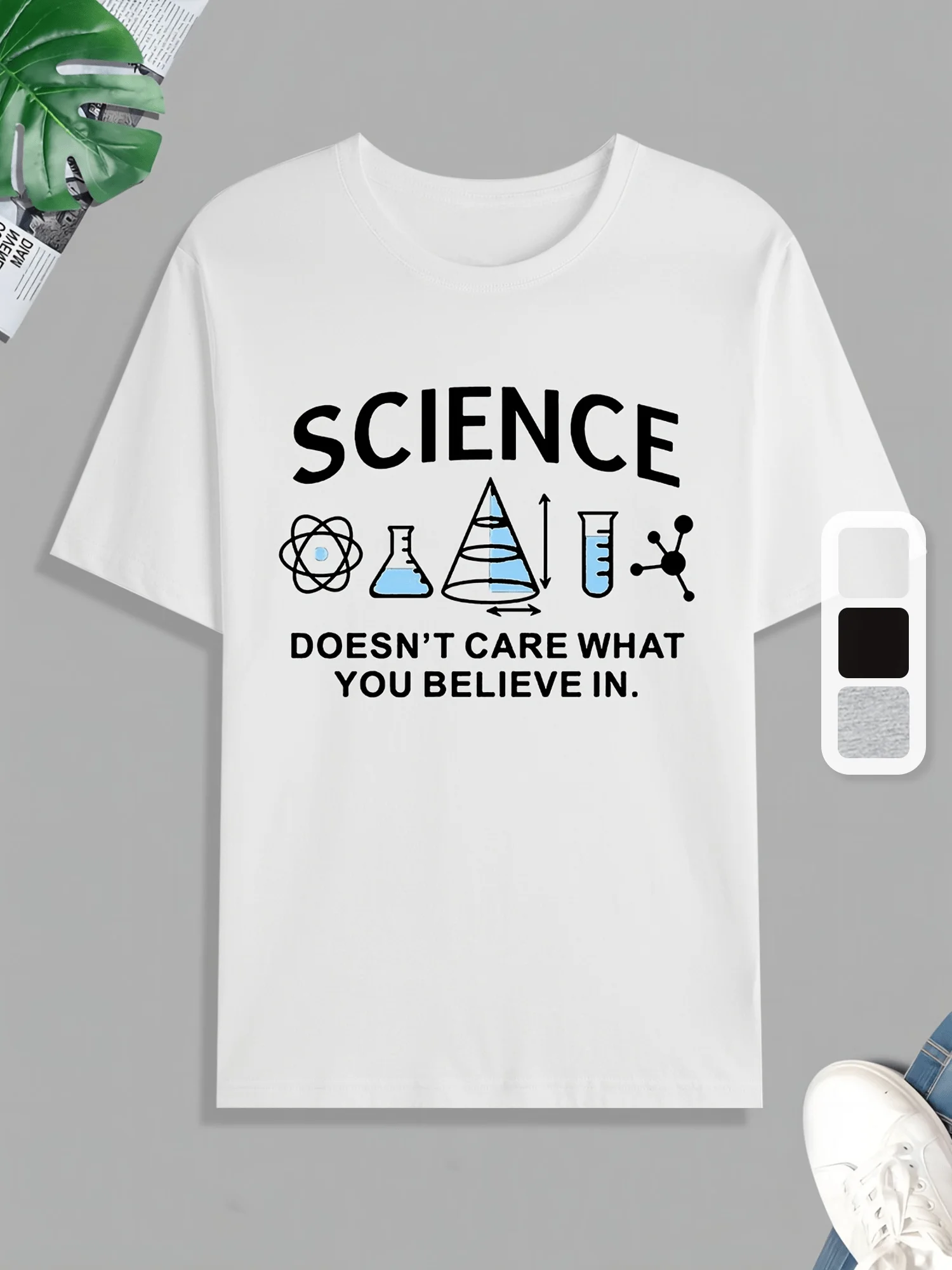 

Pro Science Geeks Science Doesnt Care What You Believe In Футболка с принтом Футболки для мужчин Повседневная футболка с коротким рукавом на лето