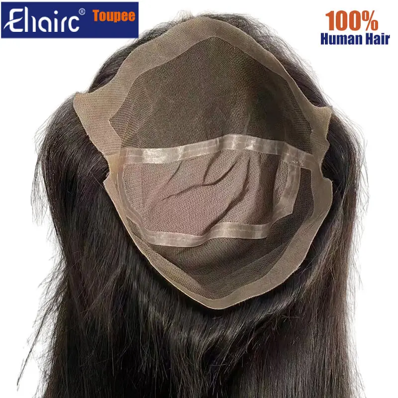 Renda 180% nyaman dengan kepadatan tinggi di tengah dengan simpul Pu sekitar Wig rambut manusia untuk wanita panjang Wig wanita 100% Wig rambut manusia