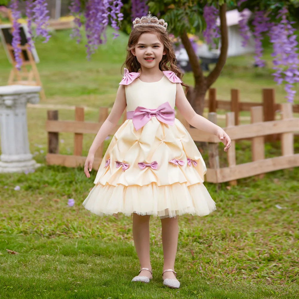 

Элегантное платье для девочек, платье для первого дня рождения, свадебное платье подружки невесты, роскошное платье принцессы для выступлений на фортепиано для девочек