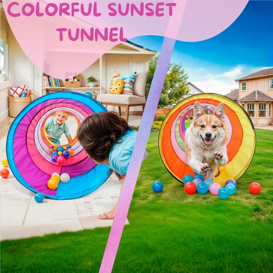 Tente tunnel de jeu pour tout-petits, jouet tunnel pop-up coloré pour bébé ou animal de compagnie, cadeau pliable pour garçon et fille