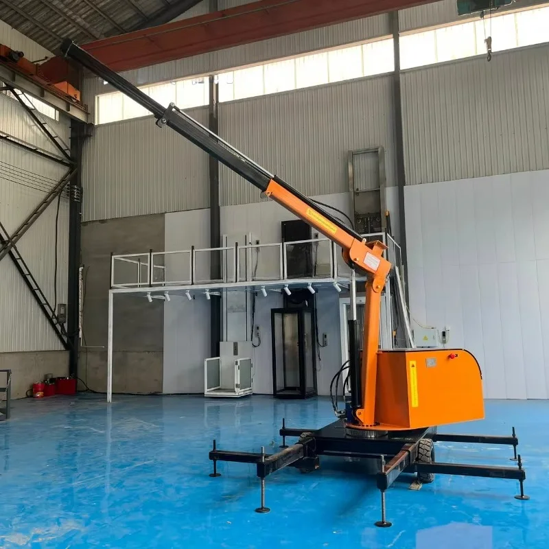 Hot Sale Electric Mobile Floor Crane Mini Hydraulic Portable Crane Foldable Shop Lifting Equipment For Indoor Construction Sites