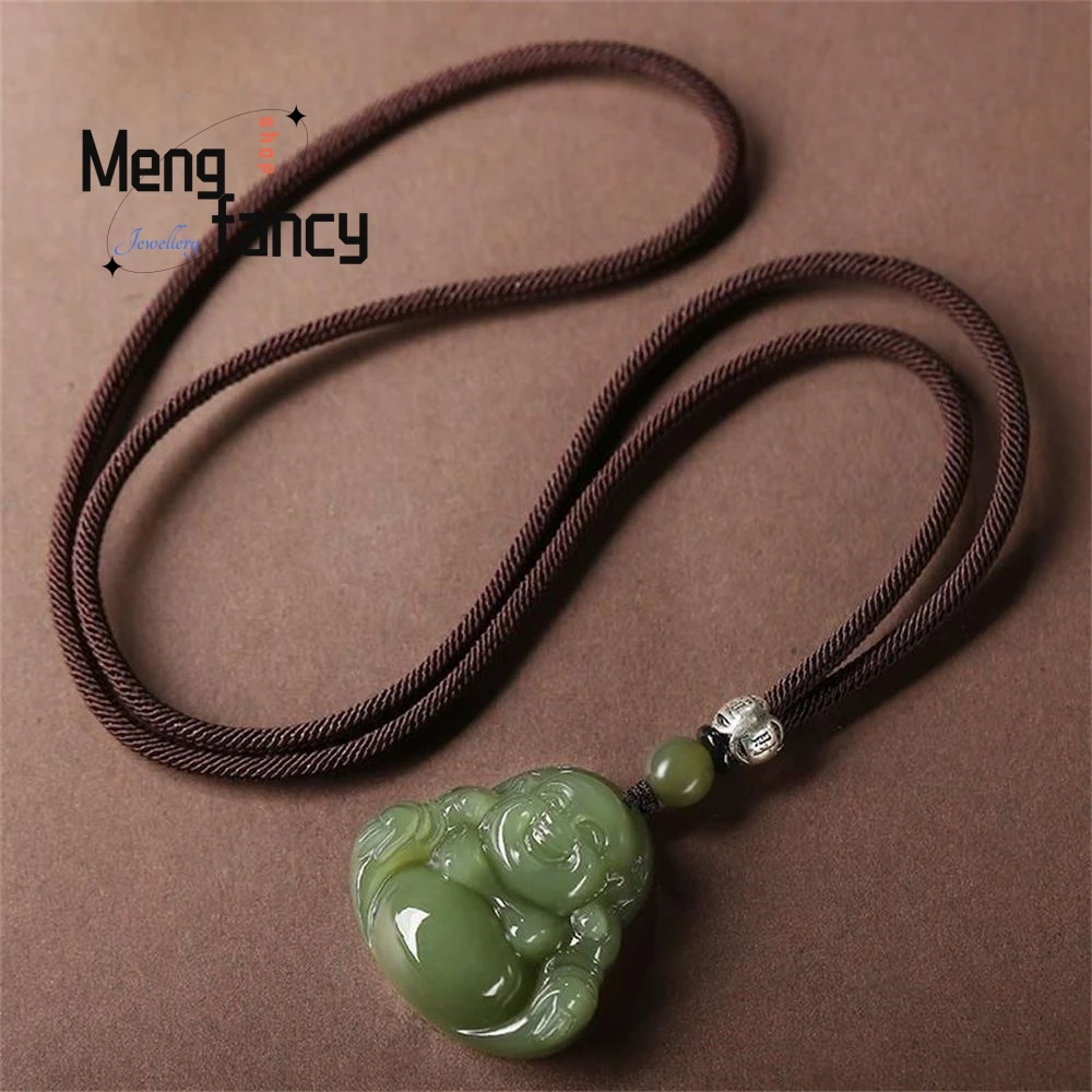 Natural High-grade Xinjiang Hetian Jade Maitreya Buddha Pendant Head Statue Pendant Best Selling Exquisite Fashion Fine Jewelry