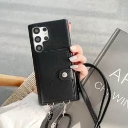 Leather Crossbody Phone Case for Samsung Galaxy S23 FE S24 Ultra S22 S21 Plus A55 A15 A25 A35 A14 A24 A34 A54 Wallet Card Holder