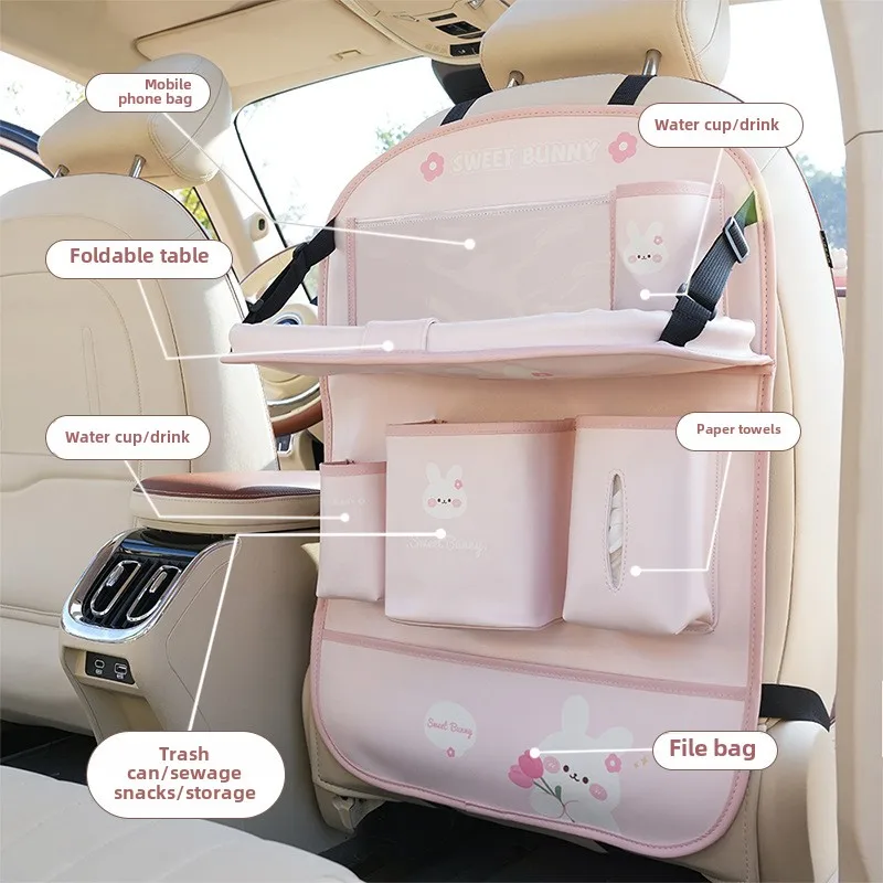 

High-End Car Rear Seat Anti-Kick Mat Multi-Functional Storage Bag with Tissue Box Luxury Car Seat Back Accessories