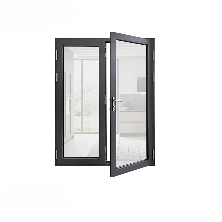 Modern Exterior Entrance Security Villas Black Profile Aluminum Main Entry Pivot Doors  For Houses