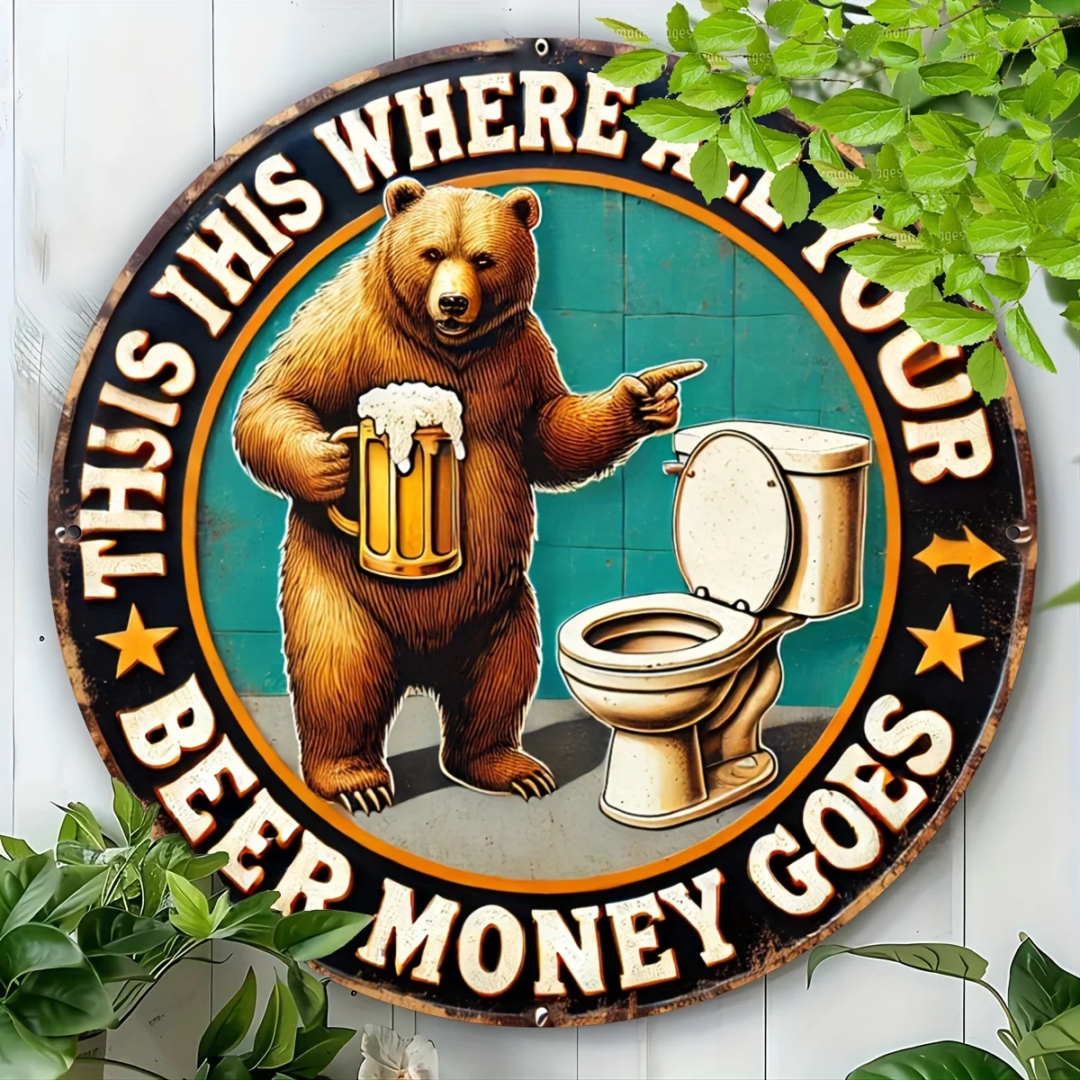 Vintage-Metallschild mit der Aufschrift „All Your Beer Money Is Spent Here“ – perfekt für die Dekoration von Hausbar, Küche und Esszimmer | Langlebiges Aluminium