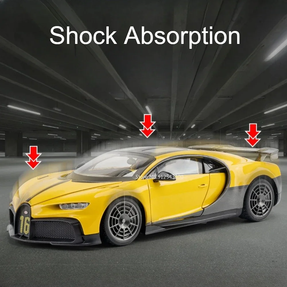 1:18 escala chiron modelo de carro esportivo brinquedo diecasts portas de metal aberto som luz absorção de choque veículos brinquedos presentes para crianças