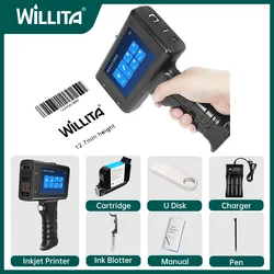 Imprimante à jet d'encre portable Willita 12,7 mm pour métal, date d'expiration, code à barres, code QR, numéros de lot, meilleur rapport qualité/prix, impression de logo