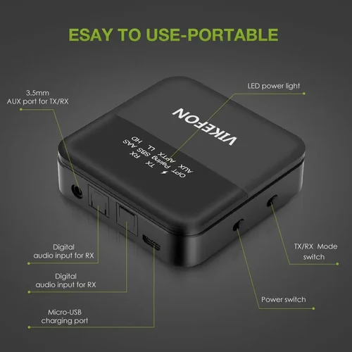 Imagen 2 del producto Receptor y transmisor de Audio Bluetooth 5,0, adaptador inalámbrico AptX HD LL de baja latencia CSR8675 RCA SPDIF, conector auxiliar de 3,5mm para TV, PC y coche