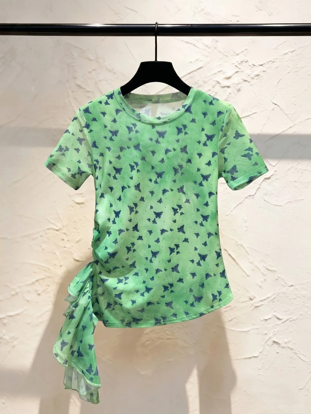 

Fashionable Korean Style Short Sleeve T-Shirt Women's Summer Trendy Color Block Design Unique Personality Street Style Top