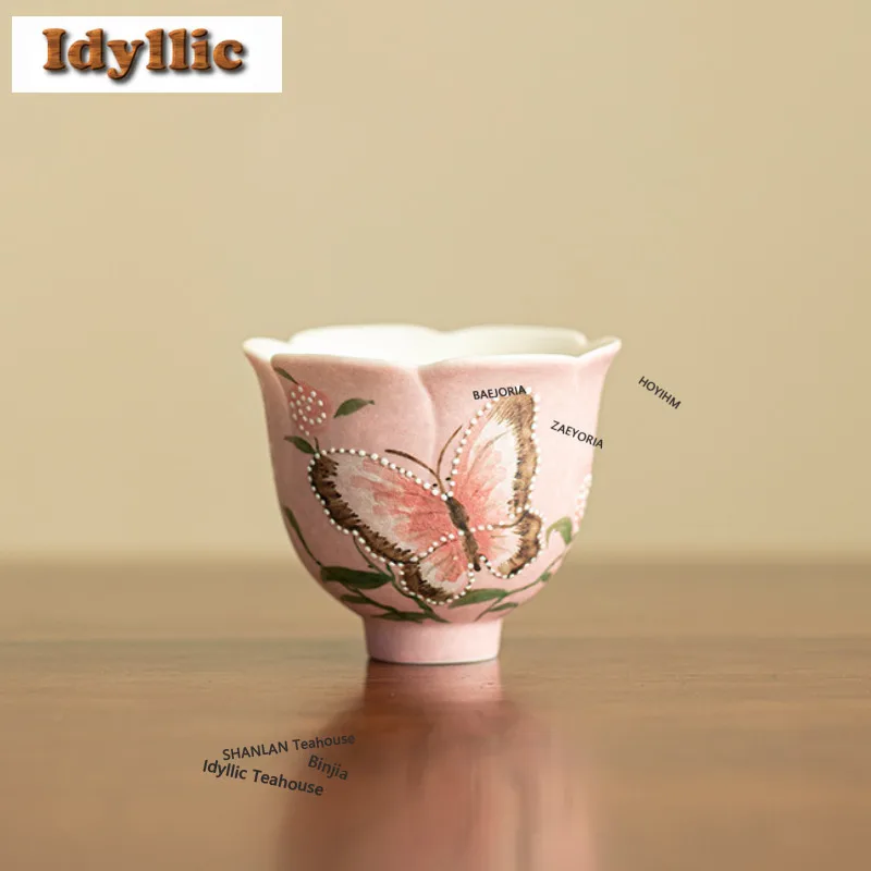 60ml Pile Carve Butterflies Fragrant Bush Teacup Elegante Teetasse für Tee, Teeverkostung, Dufttasse, Jianzhan Master Cups