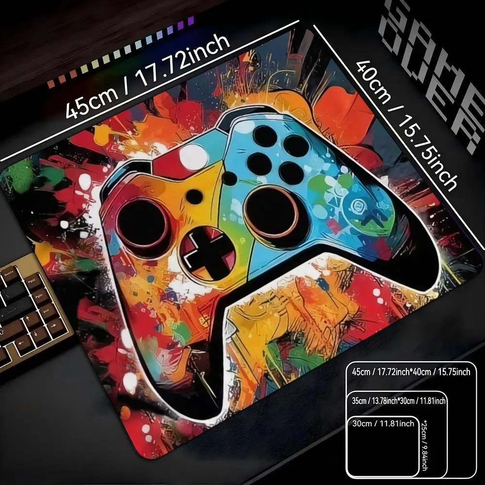 Medium Mouse Pad Colorful Graffiti Game Controller Art Print Non Slip Rubber Base Gaming Desk Mat 45X40 Laptop  Gamer Boys Decor