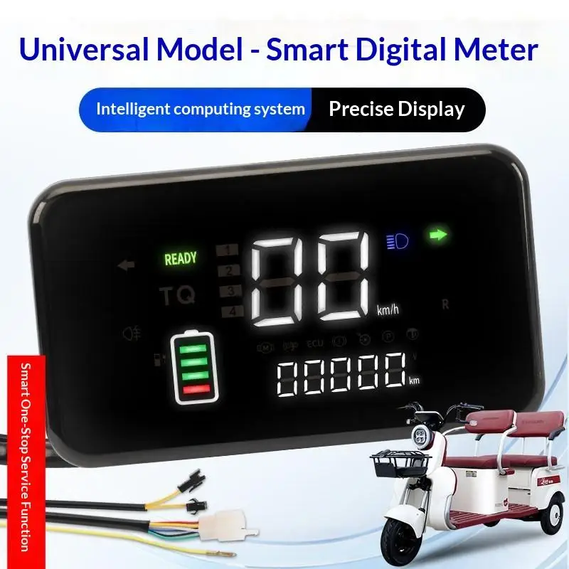Electric Vehicle Multi-Voltage Speedometer LED Display 48V 60V 72V Universal Screen for Electric Motorcycle Modification Access