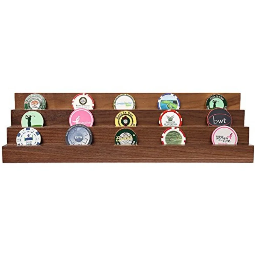 

Golf Poker Chip Ball Marker Display Rack for Tournament Players and Collectors Durable Solid Hardwood 3Tier Stand with Space fo