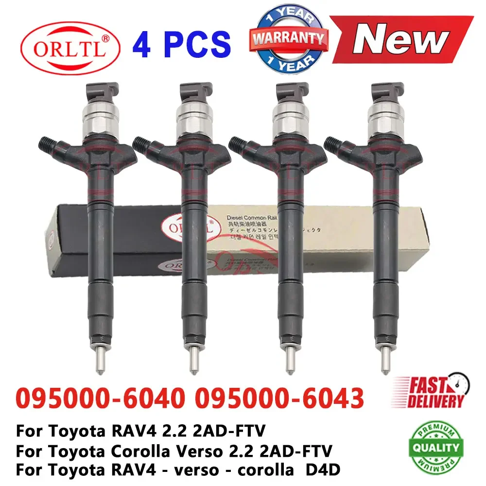 095000-6043 095000-6040 Дизельные форсунки (4 шт.) для Toyota Corolla RAV4 2.2 2AD-FTV D4D 0950006043 0950006040 095000 6040 6043