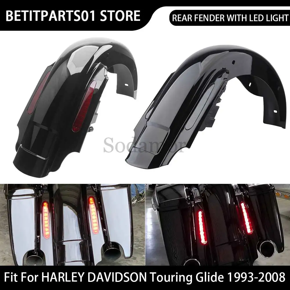 

Мотоциклетное красное/дымчатое заднее расширенное заднее крыло со светодиодной подсветкой, АБС-пластик для HARLEY TOURING Road King Classic FLHRC/I 1998-2008