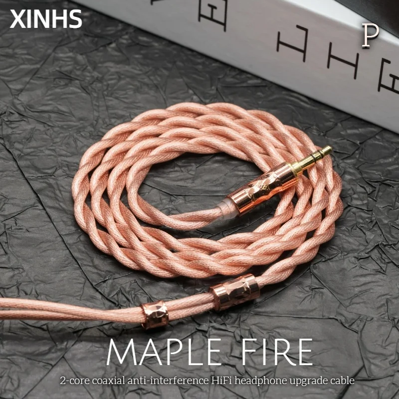XINHS 2-Core Brown Copper Silver Mixed Coaxial HIFI Headphone Upgrade Cable 0.78mm MMCX For TINHIFI T3 Plus IEM