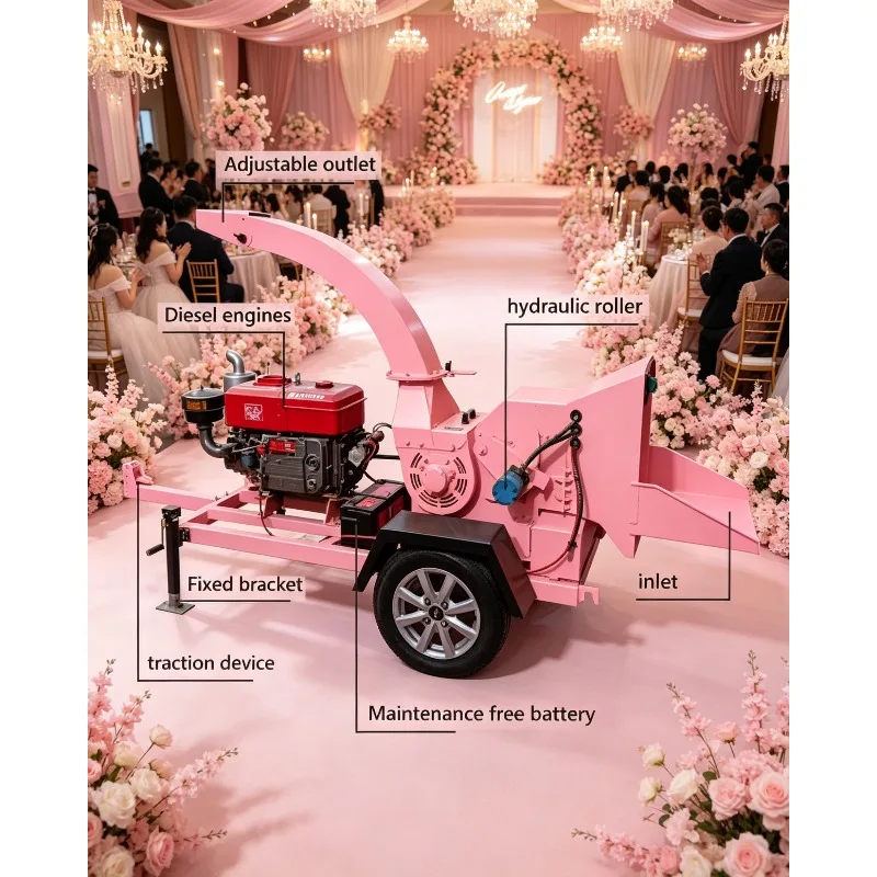 Hydraulic Feed Mobile Tree Branch Chipper Towable Diesel Wood Chipper Machine Wood Crusher Machinery Branch Crusher