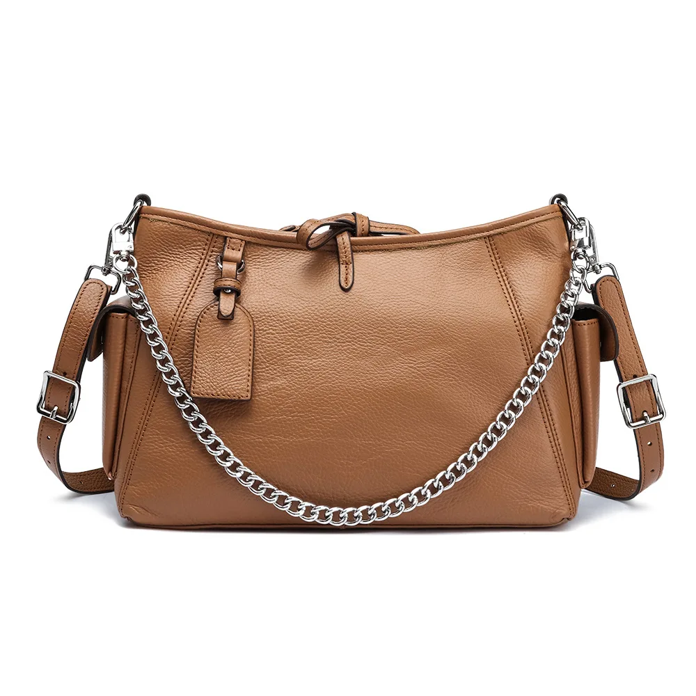 New Fashion Genuine Leather Single Shoulder Crossbody Handheld Top Layer Cowhide Date Evening Style Women's Bag Large Capacity