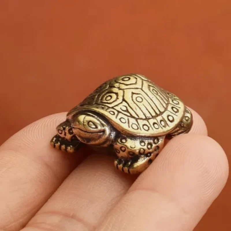 1Pc Antique Solid Brass Turtle Ornaments Longevity Animal Sculpture Decor