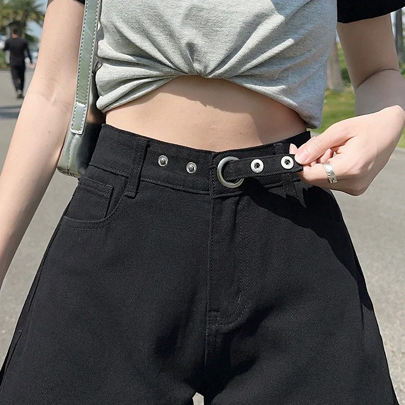 

Summer Thin High-Waisted Women Denim Shorts New Loose Wide Legs Pants For Female Raw Edge Sexy Casual Short Pants