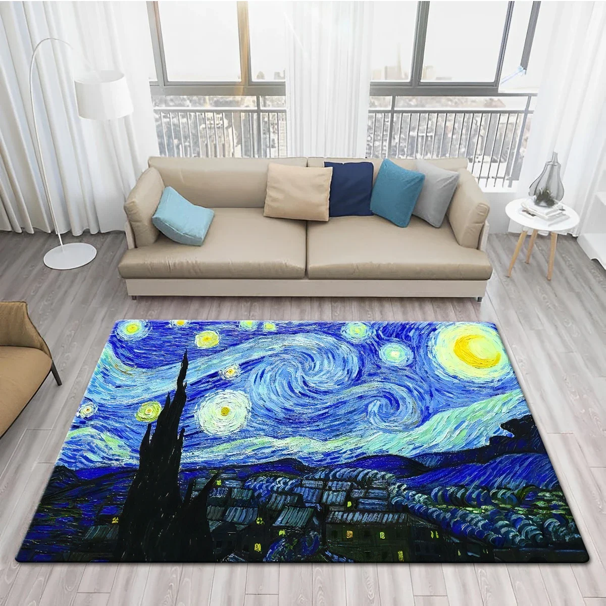 Famous Van Gogh Art Print carpet Star Moon Night Decorative yoga Non-slip hd print carpet  Large Mat Rugs for Living for Bedroom