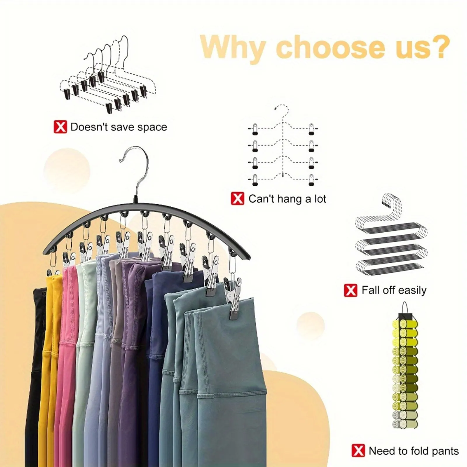 Stainless Steel Multifunctional Clothing Storage Rack,Space Saving Hanger Closet Organizers and Storage for Pants, Skirts, Hats