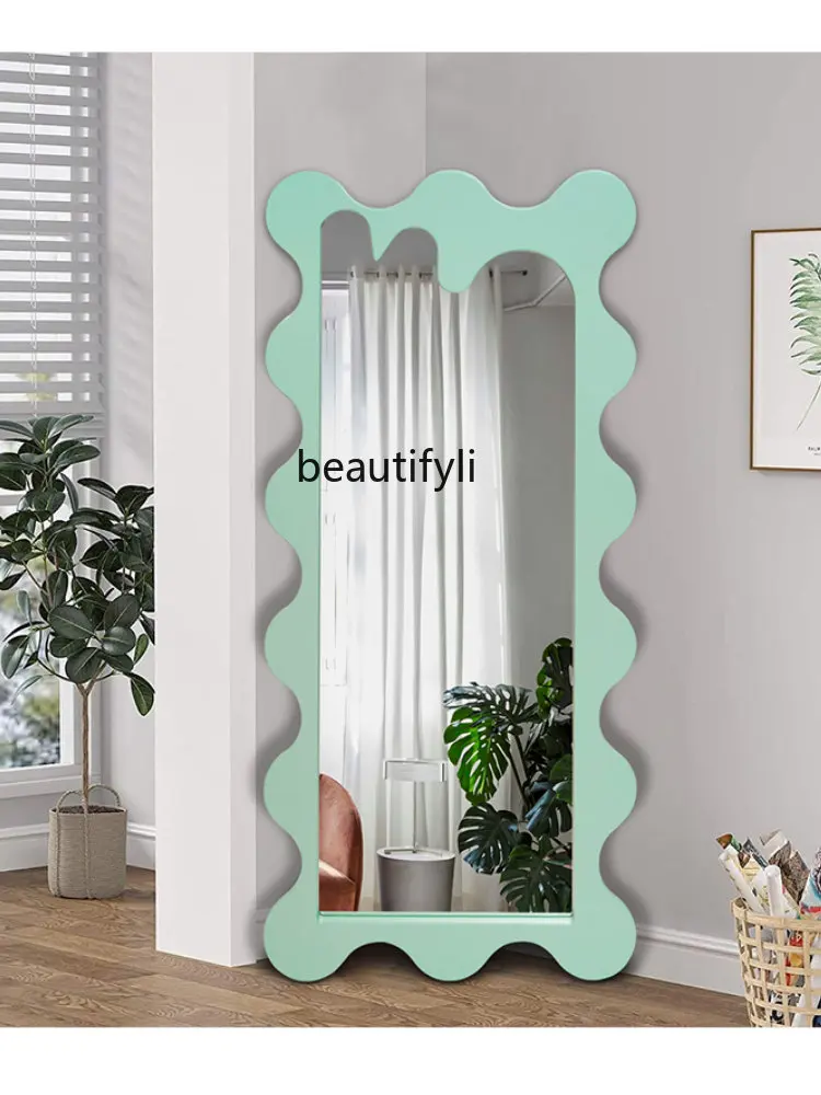 yj Special-Shaped Irregular Wave Full-Length Mirror Household Entrance Artistic Living Room Wall Hanging Dressing Mirror