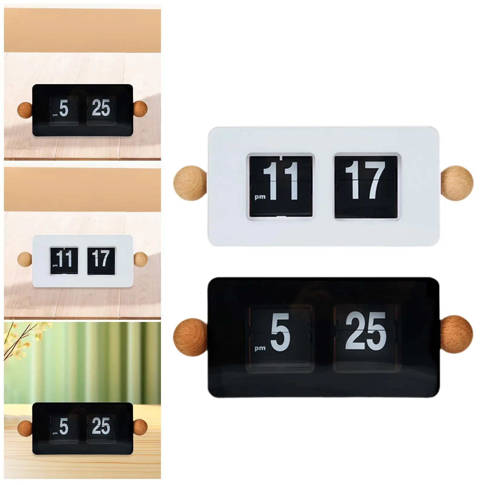 Auto Flip Desk Clock Housewarming Gift Decorative Home Decoration Digital Display for Living Room Dorm Cafe Bedside Dining Table