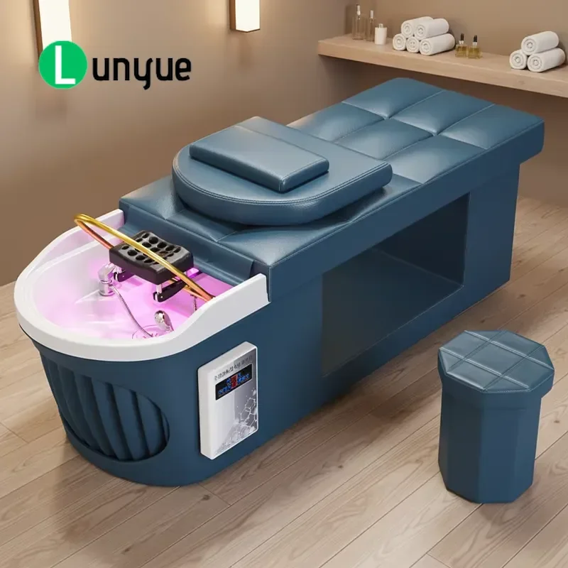 Custom Leather Curved Massage Shampoo Bed for Beauty Spa Thai Water Circulation Health Center Lie Down Furniture
