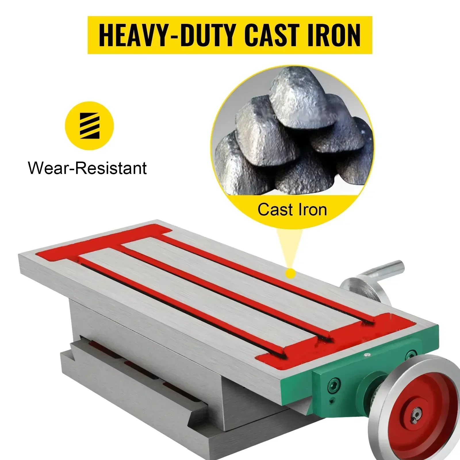 VEVOR Milling Table 17.7×6.7Inch Compound Slide Multifunction Worktable Cross Milling Machine Compound 2 Axis 4 Ways Drill