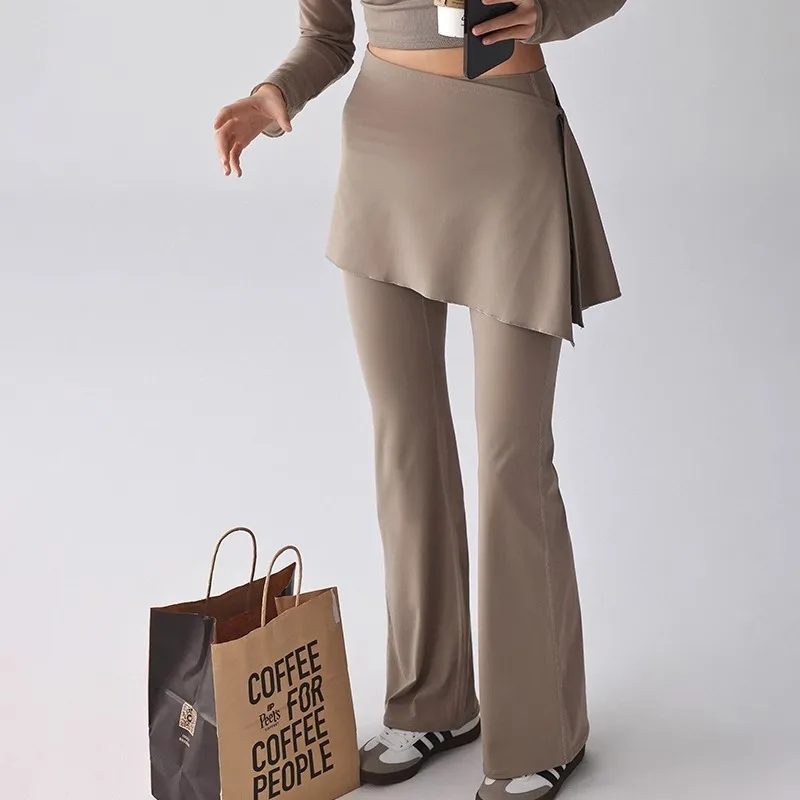 Ensemble de vêtements de Yoga grande taille pour femmes, pantalon évasé de Fitn Spor, pantalon Long décontracté, confortable, respirant, respectueux de la peau