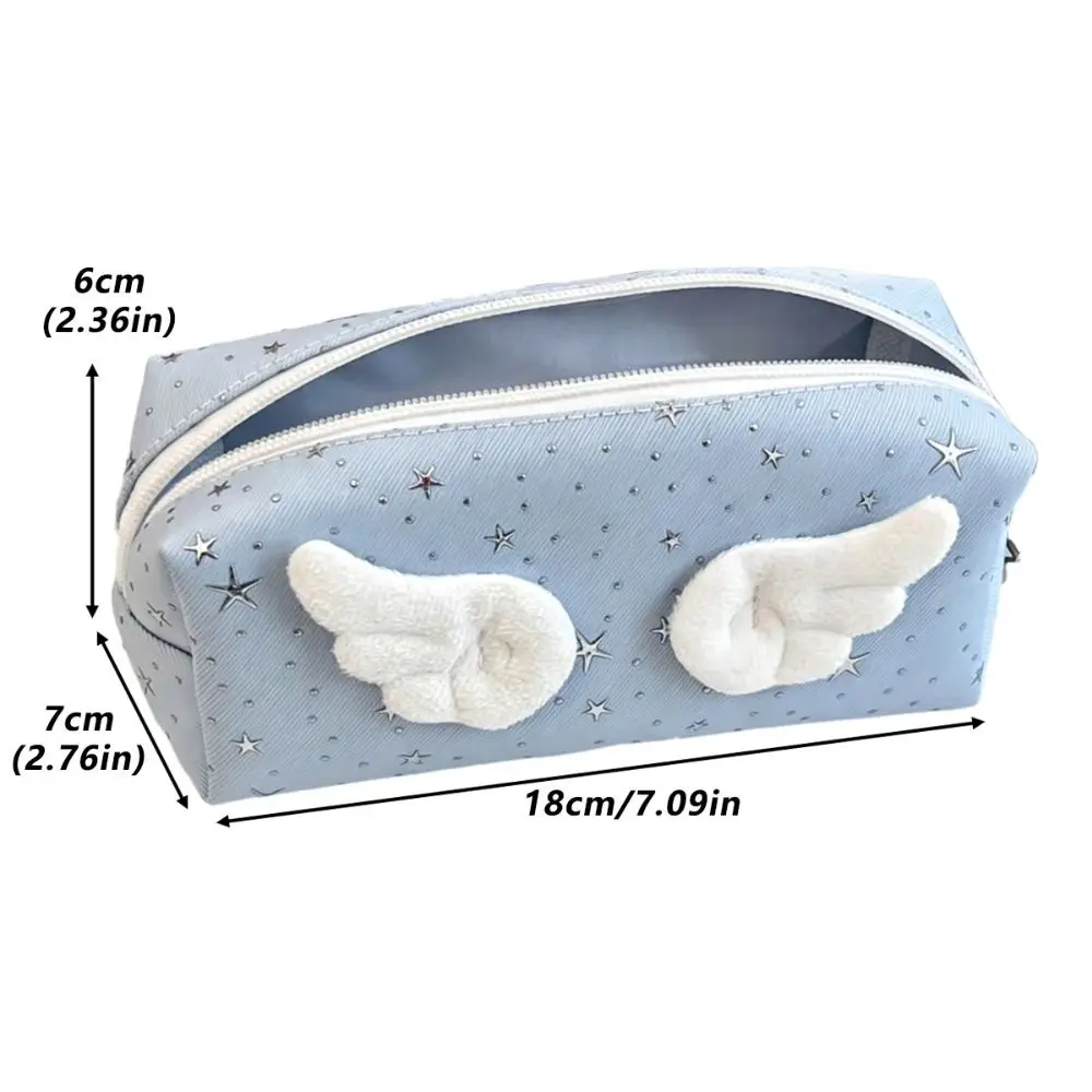 Estuche para lápices con alas de ángel estilo INS, bolsa portátil de gran capacidad para bolígrafos, bolsa de papelería, regalo