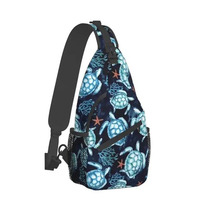 Cool Ocean Blue Turtles Sling Bag for Traveling Męski plecak na klatkę piersiową Crossbody Sea Animal Plecak na ramię