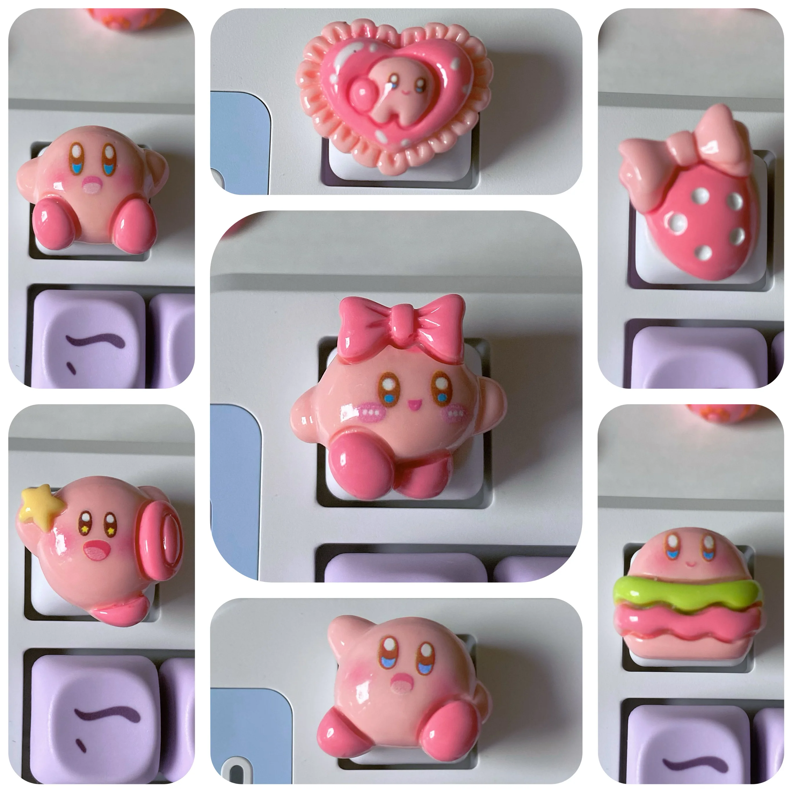 Star Kirby Keycaps Cute Girl Pink Mechanical Keyboard OEM ESC Keycaps for Mechanical Keyboard