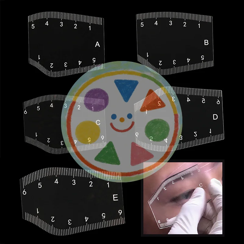 

~5Pcs Durable Brow Shaping Stencil Shaping Portable Instant Brow Shaper Drawing Eyebrow Design Ruler Gift~