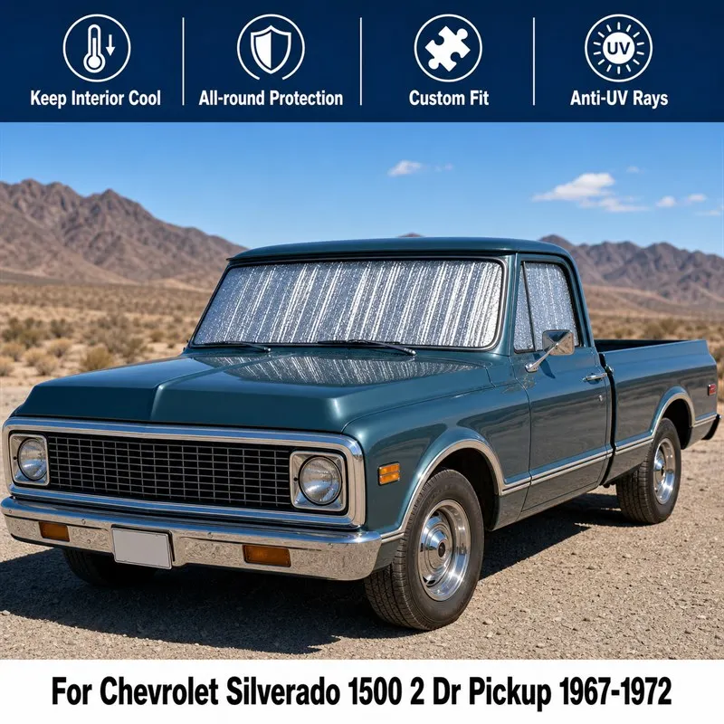 For Chevrolet Silverado 1500 2 Dr Pickup 1967-1972  Car Window Sunshades UV Block Privacy Heat Insulated Foldable Car Curtain
