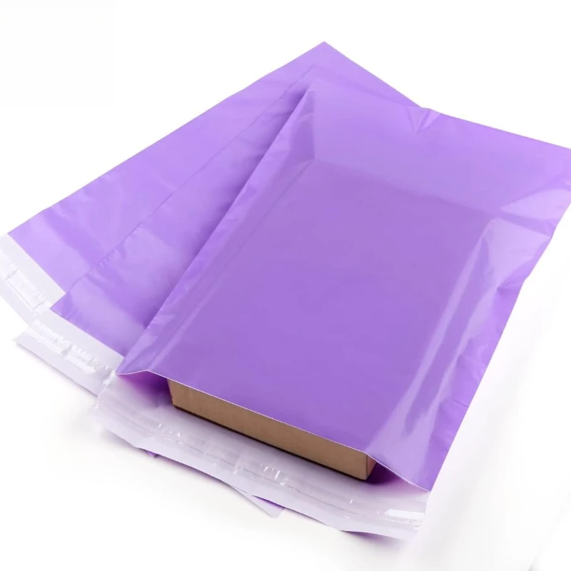 Afbeelding 6: 50 Stuks Paars Verzendzakken Ondoorzichtige PE Plastic Express Envelop Opslag Witte Kleur Mailing Zakken Zelfklevende Afdichting Koerier Tas