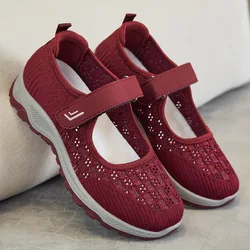 2024 Summer New Mesh soft sole casual flat shoes Wedges Shoes for Women Breathable Cloth Shoes Comfortable Femme sandal